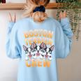 Boston Terrier Crew Cartoon For Dog Owner Pet Boston Terrier Women's Sweatshirt Back Print Light Blue