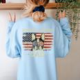 Boston Terrier Dad Dog Lovers American Flag 4th Of July For Women Men Women's Sweatshirt Back Print Light Blue
