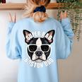 Boston Terrier Dad Father’s Day Dog Dad Men’s Women's Sweatshirt Back Print Light Blue