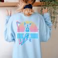 Boston Terrier Dad Retro Women's Sweatshirt Back Print Light Blue