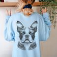 Boston Terrier Dog Bostie Nature Memorial Idea Men Women Women's Sweatshirt Back Print Light Blue