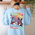 Boston Terrier Dog Christmas Snowman Winter Snow Women's Sweatshirt Back Print Light Blue
