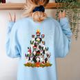 Boston Terrier Dog Christmas Tree Santa Hat Xmas Pajama Men Women Kids Women's Sweatshirt Back Print Light Blue