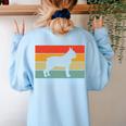 Boston Terrier Dog Lover Retro Vintage Cool For Dog Owner Women's Sweatshirt Back Print Light Blue
