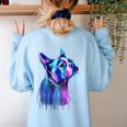 Boston Terrier Dog For a Boston Terrier Mom Women's Sweatshirt Back Print Light Blue