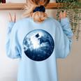 Boston Terrier Dog Moon Dog Mom Dad Women Men Dog Lovers Women's Sweatshirt Back Print Light Blue