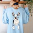 Boston Terrier Dog Motif Pet Art Boston Terrier For Men Women Kids Women's Sweatshirt Back Print Light Blue
