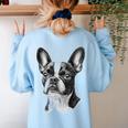 Boston Terrier Dog Motif Pet Illustration Boston Terrier For Men Women Kids Women's Sweatshirt Back Print Light Blue