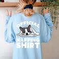 Boston Terrier Dog Official Sleeping Shirt Men Women Kids Women's Sweatshirt Back Print Light Blue
