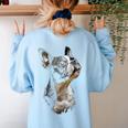Boston Terrier Dog Graphic Pet Art Boston Terrier For Men Women Kids Women's Sweatshirt Back Print Light Blue