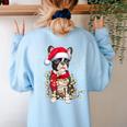 Boston Terrier Dog Ugly Christmas Dog Xmas For Men Women Kids Women's Sweatshirt Back Print Light Blue