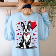 Boston Terrier Dog Valentine's Day Dog Owner Valentine Women's Sweatshirt Back Print Light Blue