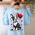 Boston Terrier Dog Valentine's Day Dog Owner Women's Sweatshirt Back Print Light Blue