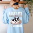 Boston Terrier Dog Women's Sweatshirt Back Print Light Blue