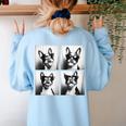 Boston Terrier Dogs With Sunglasses Photo Pets Meme Women's Sweatshirt Back Print Light Blue