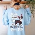 Boston Terrier Fart American Gentleman Non-Sporting Dog Women's Sweatshirt Back Print Light Blue