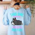 Boston Terrier This Girl Runs On Jesus And Boston Terriers Women's Sweatshirt Back Print Light Blue