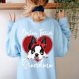 Boston Terrier Grandma Dog Owner Boston Terrier For Men Women Women's Sweatshirt Back Print Light Blue