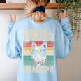 Boston Terrier Grandpa Dog Lover Father's Day Premium Women's Sweatshirt Back Print Light Blue