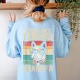 Boston Terrier Grandpa Dog Lover Father's Day Women's Sweatshirt Back Print Light Blue