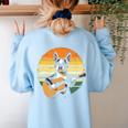 Boston Terrier Guitar Retro Women's Sweatshirt Back Print Light Blue