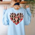 Boston Terrier Heart Valentine Boston Terrier Women's Sweatshirt Back Print Light Blue