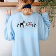 Boston Terrier Heartbeat Heart Line Women's Sweatshirt Back Print Light Blue