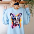Boston Terrier Lover Pop Art Color Boston Terrier Dog For Men Women Girls Kids Women's Sweatshirt Back Print Light Blue