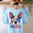 Boston Terrier Merica 4th Of July T Shirt Men Boys Dog Puppy Women's Sweatshirt Back Print Light Blue