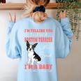 Boston Terrier Mom American Gentleman Dog Lover Mother's Day Women's Sweatshirt Back Print Light Blue