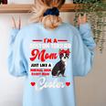 Boston Terrier Mom American Gentleman Dog Mother's Day Women's Sweatshirt Back Print Light Blue