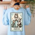 The Boston Terrier Mom Skeleton Spooky Season Halloween Women's Sweatshirt Back Print Light Blue