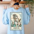 Boston Terrier Mom Skeleton Tarot Card Witch Vibes Dog Mom Women's Sweatshirt Back Print Light Blue