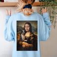 Boston Terrier Mona Lisa Painting Art Dog Mom Dad For Men Women Kids Women's Sweatshirt Back Print Light Blue