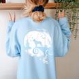 Boston Terrier And Moon Halloween Costume Dog Lover Women's Sweatshirt Back Print Light Blue