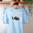 Boston Terrier Puppy Need More Sleep Pajama For Bedtime Women's Sweatshirt Back Print Light Blue