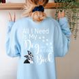 Boston Terrier Reading Books Love My Dog Men Women Kids T-Shirt Women's Sweatshirt Back Print Light Blue