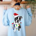 Boston Terrier Santa Christmas Lights Xmas Dog Lover Men Women Kids Women's Sweatshirt Back Print Light Blue