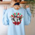Boston Terrier Santa Claus Elf Reindeer Christmas Dog X-Mas Women's Sweatshirt Back Print Light Blue