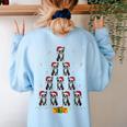 Boston Terrier Santa Hat Xmas Light Men Women Christmas Tree Women's Sweatshirt Back Print Light Blue