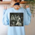 Boston Terrier Selfie With Ghosts Halloween Dog Lover Women's Sweatshirt Back Print Light Blue