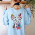 Boston Terrier Splash Women's Sweatshirt Back Print Light Blue