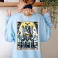 Boston Terrier Tarot Card Dog Women's Sweatshirt Back Print Light Blue