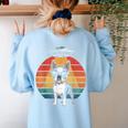 Boston Terrier UFO Alien Boston Terrier Dog Mom Dad Women's Sweatshirt Back Print Light Blue