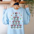 Boston Terrier Xmas Tree Lights For Men Women Boston Terrier Women's Sweatshirt Back Print Light Blue