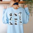 Boston Terriers Yoga Women's Sweatshirt Back Print Light Blue