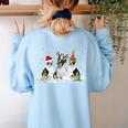 Christmas Boston Terrier Santa Dog Lover Women's Sweatshirt Back Print Light Blue