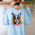 Colorful Boston Terrier Dog For Men Women Kids Women's Sweatshirt Back Print Light Blue