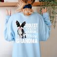 Coolest Boston Terrier Grandma Dog Women's Sweatshirt Back Print Light Blue