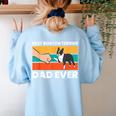 Cute Boston Terrier Best Boston Terrier Dad Ever Women's Sweatshirt Back Print Light Blue